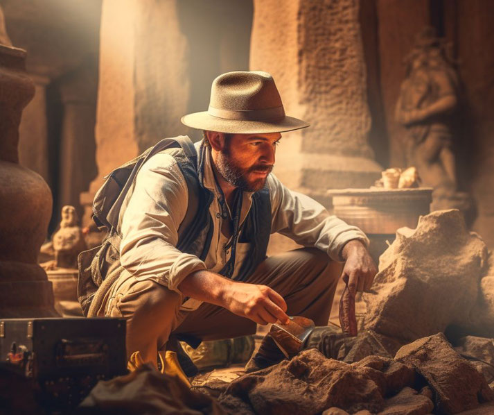 Treasure hunter archaeologist