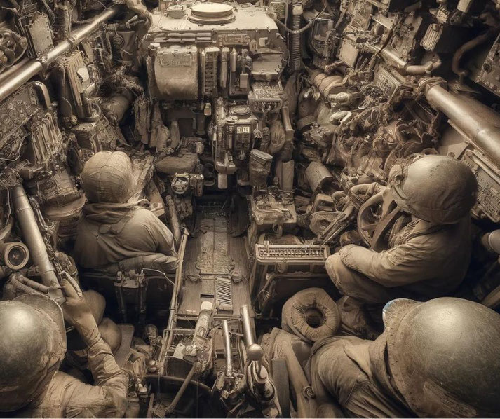 Inside a World War II tank
