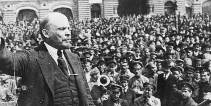 Vladimir Lenin addressing a crowd