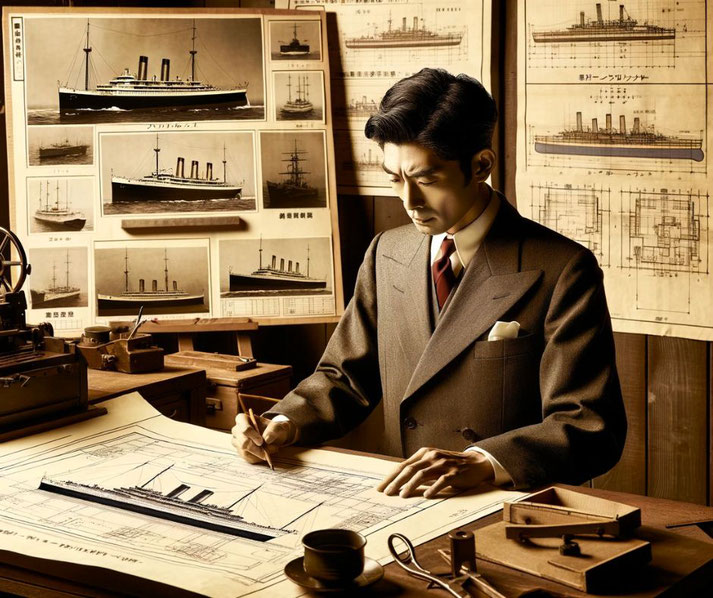 1940s Japanese engineer at work