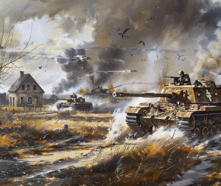 A World War II tank in combat
