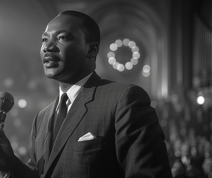 Martin Luther King speaking in a church