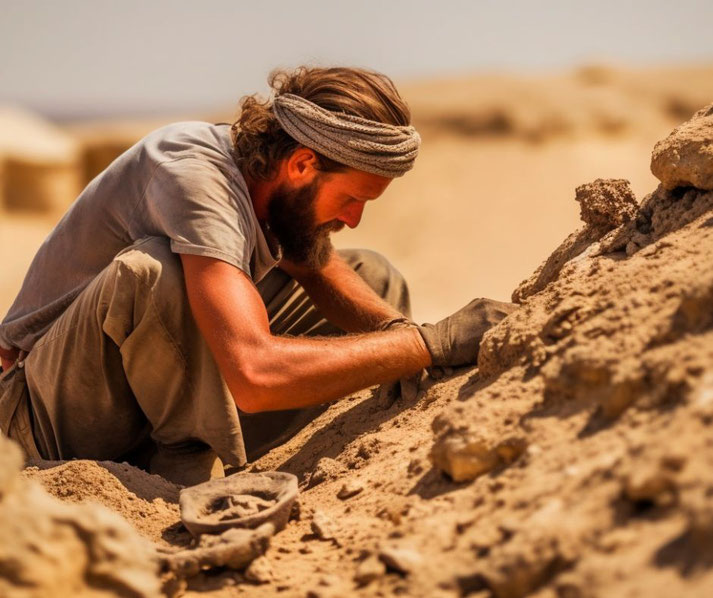 Archaeologist in the desert