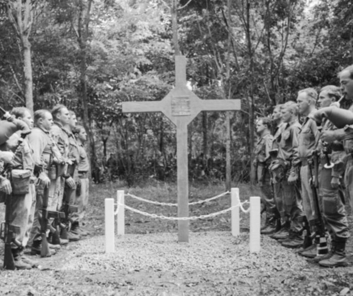 Pipers and veterans at Long Tan memorial service on 18 August 1969, marking the battle's third anniversary.