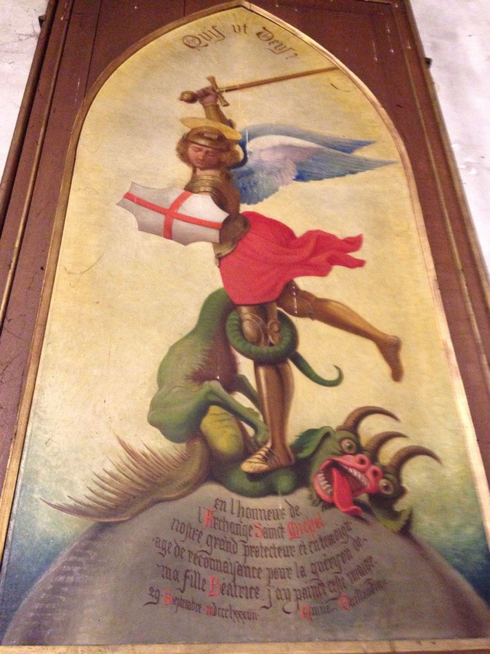 Erzengel auf einem Votivbild in der Kirche Saint Pierre von Mont Saint Michel