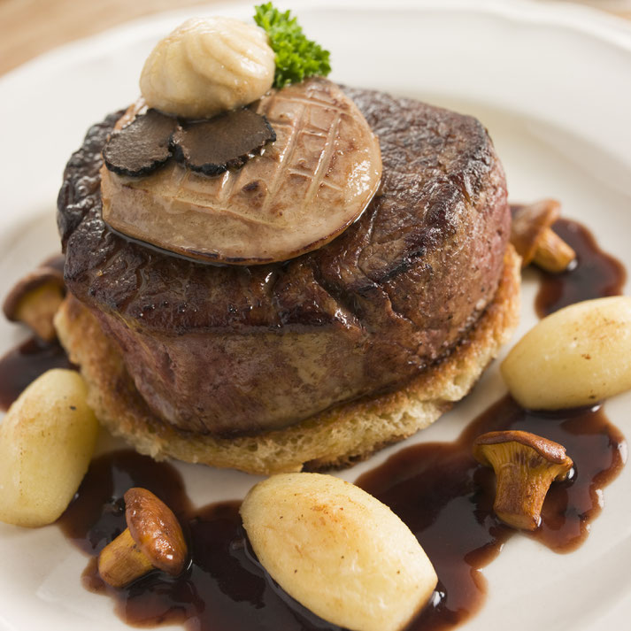 Beef filet with foie gras and truffle shavings