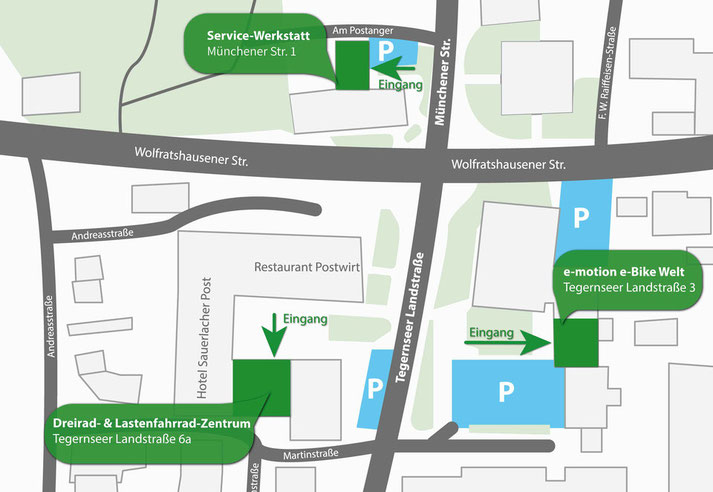 Anfahrtsskizze zum Dreirad-Zentrum München