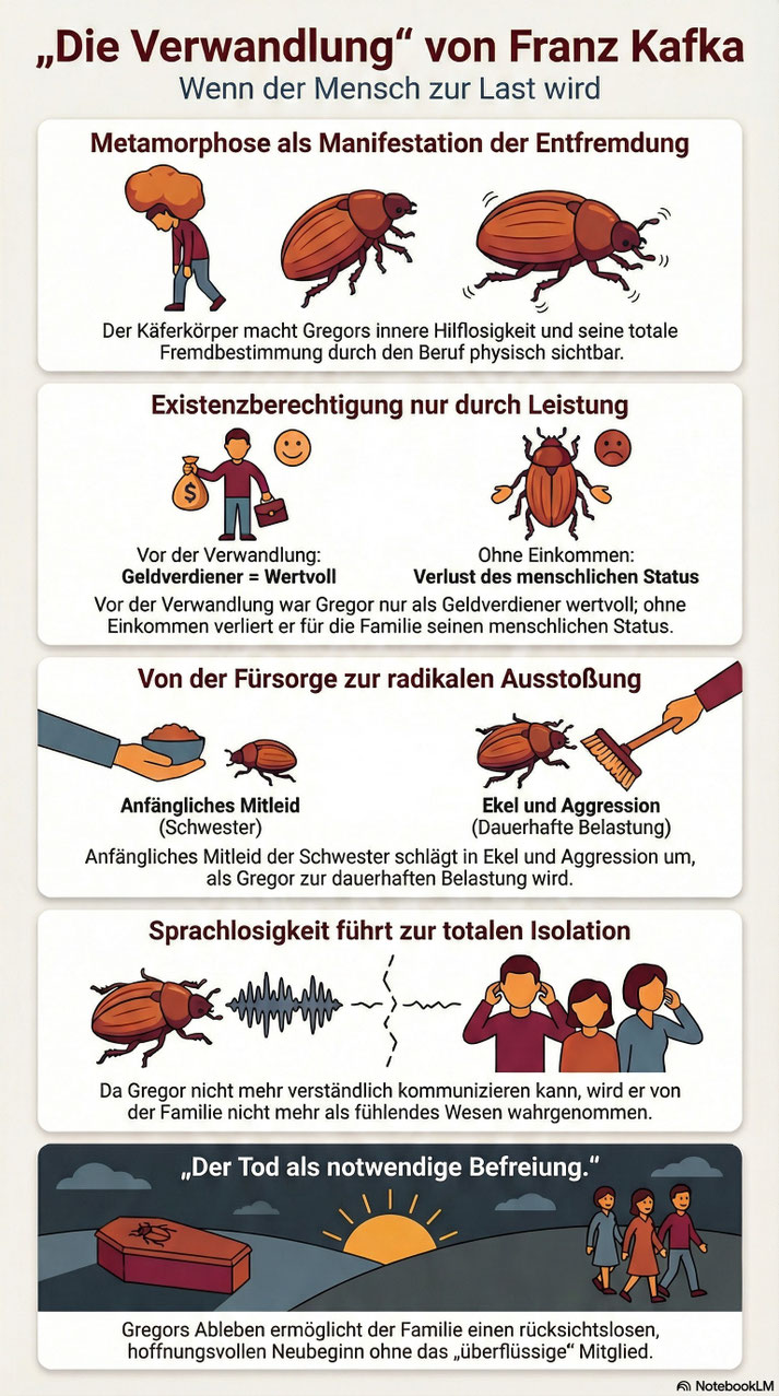 Infografik zu "Die Verwandlung" von Franz Kafka