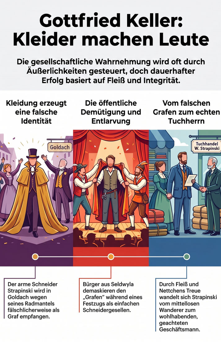 Infografik: Gottfried Keller: "Kleider machen Leute"