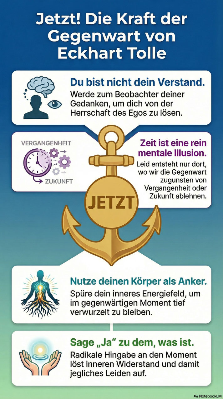 Infografik: "Jetzt! Die Kraft der Gegenwart" von Eckhart Tolle