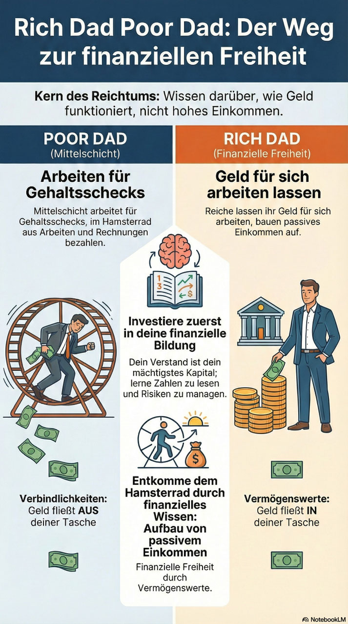Infografik: "Rich Dad Poor Dad" von Robert T. Kiyosaki
