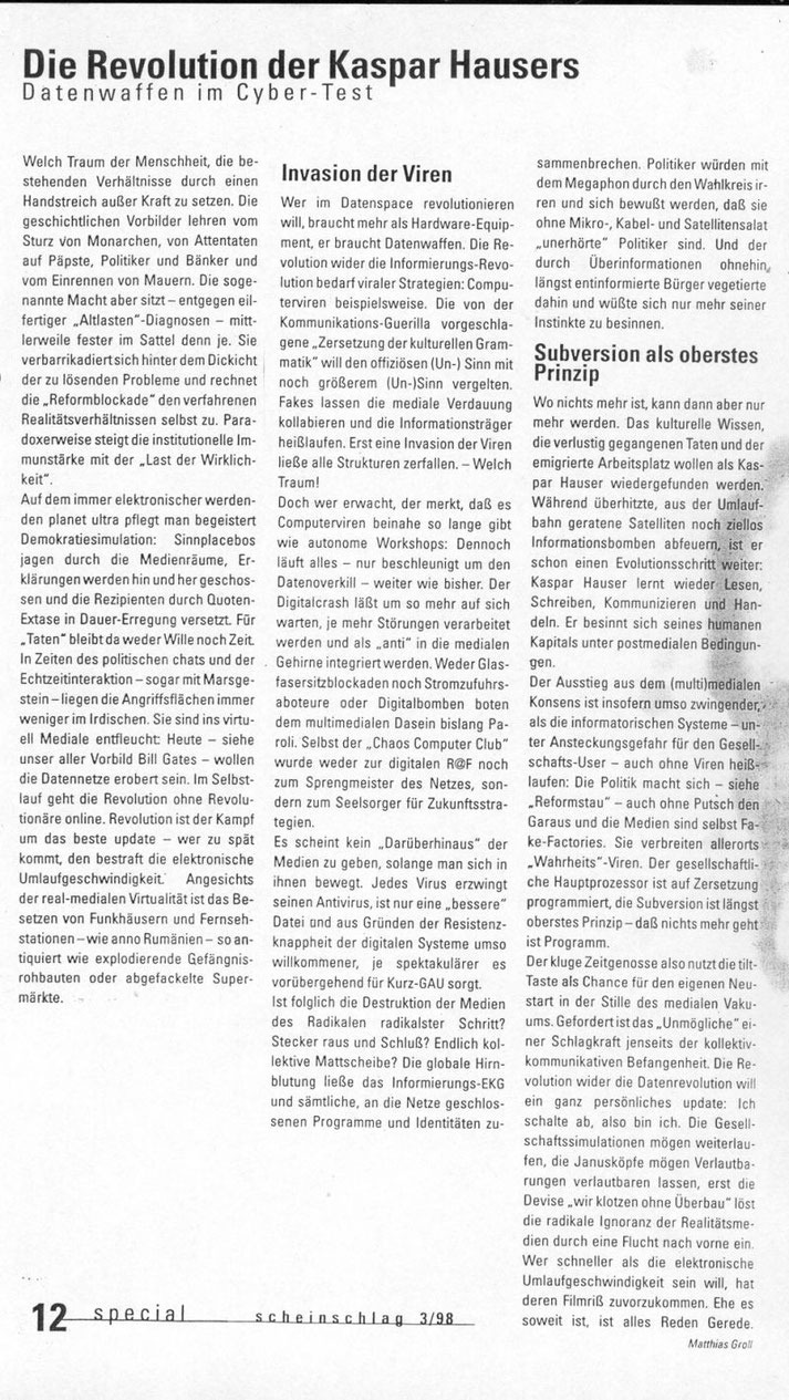 Kaspar Hauser Text Groll