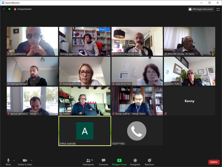 Capture d'écran de la visioconférence faisait apparaître les participants