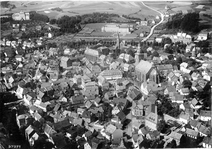 Luftbildaufnahme von Attendorn aus dem Jahr 1937.