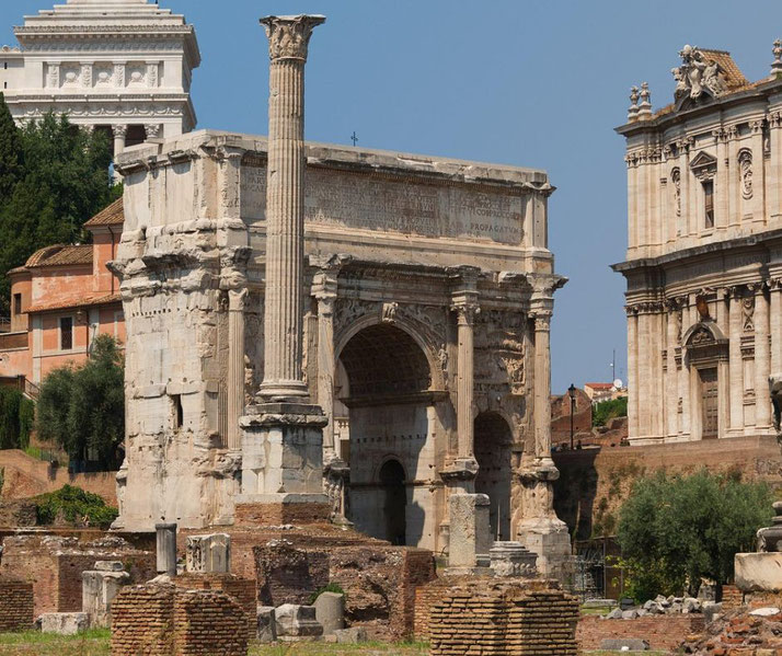 The Arch of Septimius Severus in the Roman Forum.