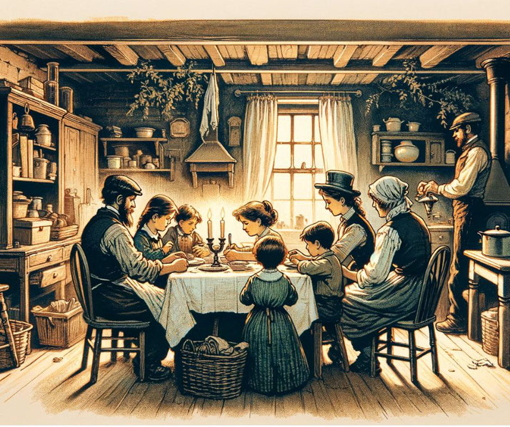 A family during the Industrial Revolution
