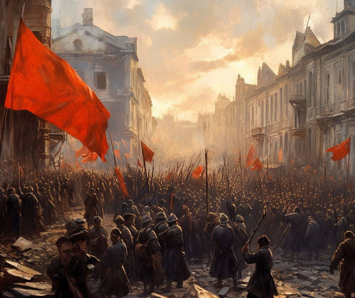 Russian Revolution street scene
