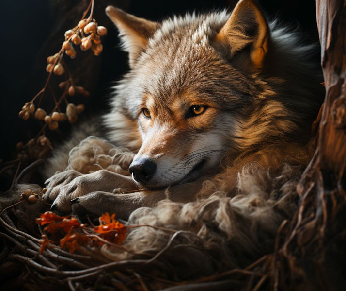 Roman wolf in a cave
