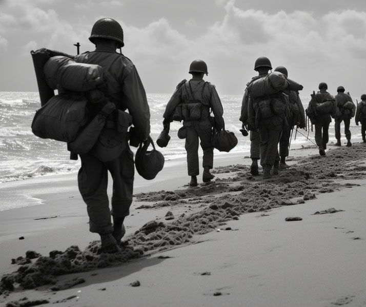 US soldiers Normandy beach