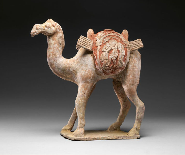 Camel with Dionysian imagery on its saddle bags