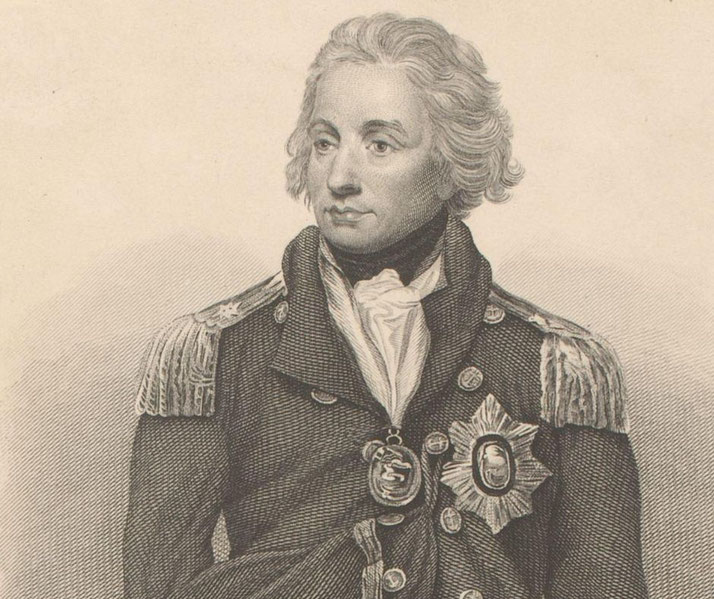 Etching by August Weger after Lemuel Francis Abbott's painting, depicting Admiral Horatio Nelson in uniform.