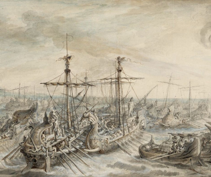 Early 17th-century engraving depicting the Roman naval triumph over Carthage at Cape Ecnomus.