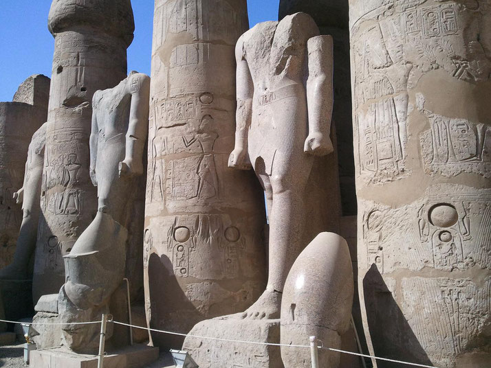 Broken statues of the pharaoh