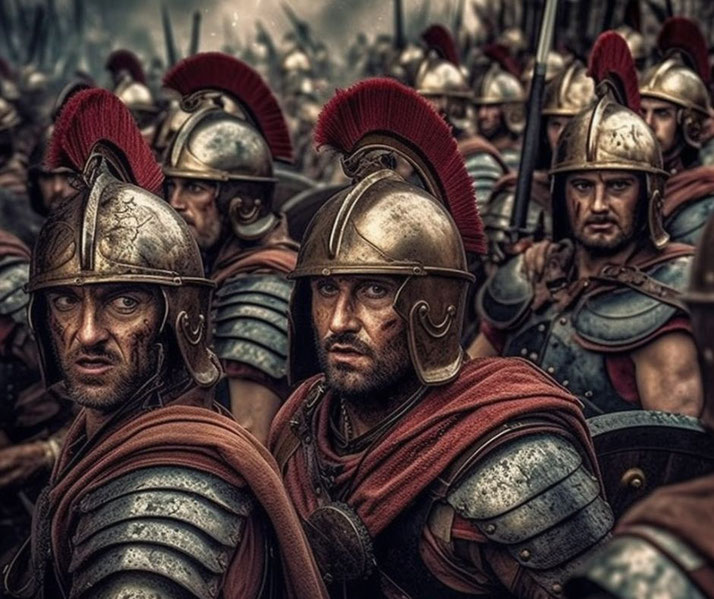Roman soldiers ready for battle