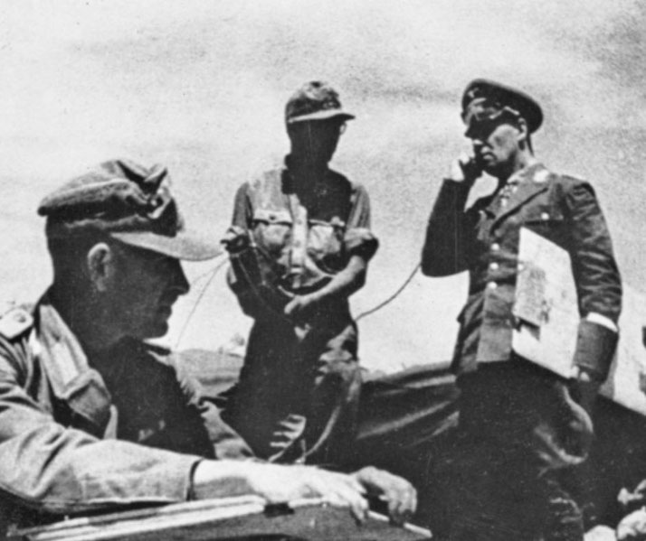 Field Marshal Erwin Rommel using a field telephone