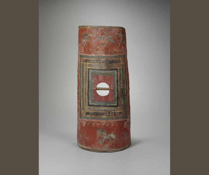 The only known surviving example of the semicylindrical shield known as a scutum, used by Roman legionaries