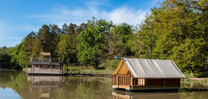 Cabane tente flottante en aquitaine