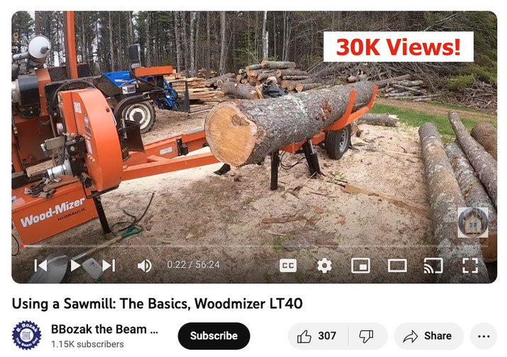 Click above to watch my "Using a Sawmill: The Basics - Woodmizer LT40" video on YouTube.