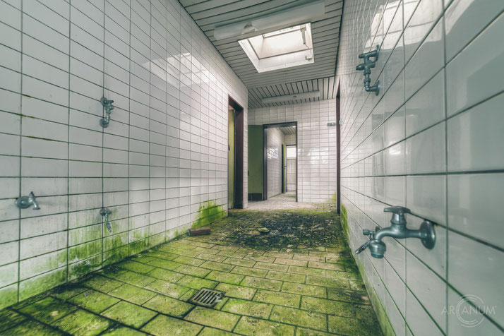 Pool area of an abandoned children's home in Northern Germany