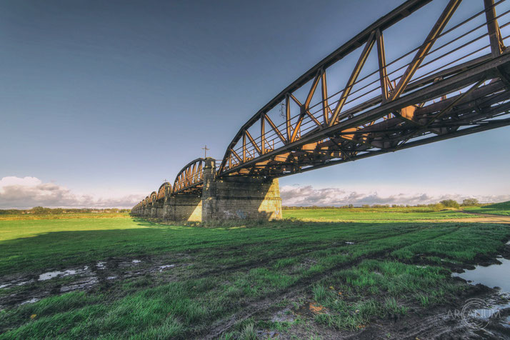 Partially demolished railway bridge in Germany