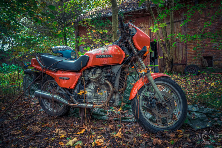 Abandoned Farmhouse with Motorcycles