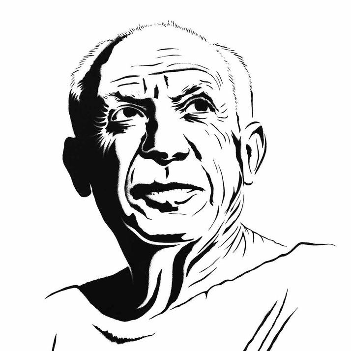 kostenlose PICASSO PORTRAIT STENCIL / SCHABLONEN VORLAGE zum runterladen und selberschneiden für deine Stencil Art, Street Art, Urban Art und Graffiti Projekte.