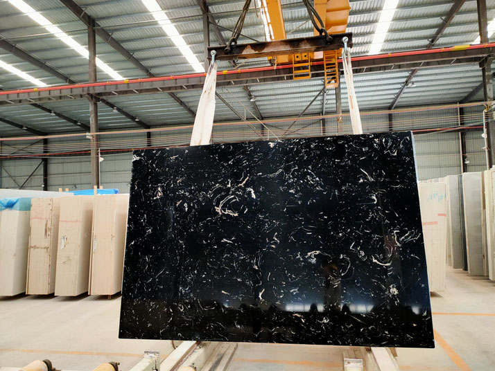 7059 VEINED BLACK slabs artificial marble black color