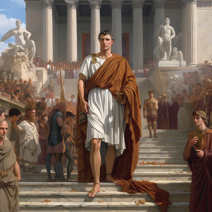 Emperor Augustus young giving a speech