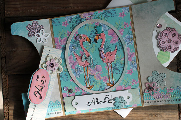 Digi Stamp Flamingo Hochzeit Glückwunsch Karte Hochzeit Hochzeitskarte blumig von www.stempel-wunderland.de