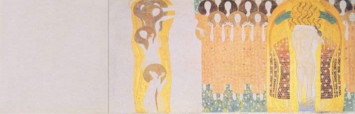 Gustav Klimt, « Hymne à la joie », in La Frise Beethoven, 1902. Source : Wikipedia.org / Domaine public.