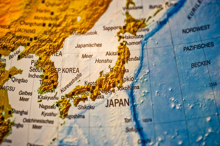 Map of Japan and Korea