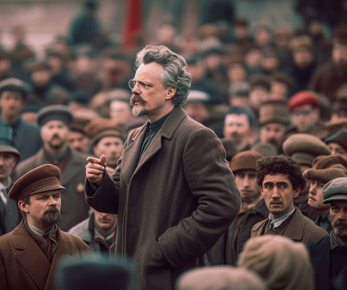 Trotsky speaking to a crowd