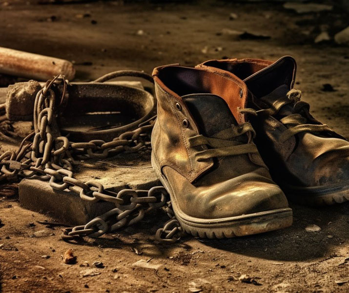 Old shoes and shackles