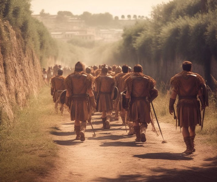 Roman army walking