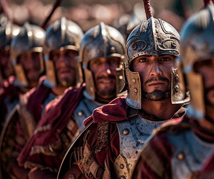 Roman legion in a line