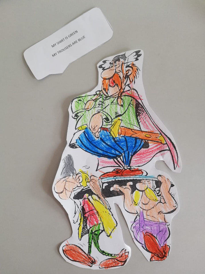 ARTÍSTICA EN INGLÉS. La maestra LAURA IGLESIA VENTURA ha colaborado en el proyecto impartiendo una clase de artística en inglés sobre vestimenta de Asterix y Obelix. SAN BENITO DE LA CONTIENDA, 1º y 2º de Primaria. 
