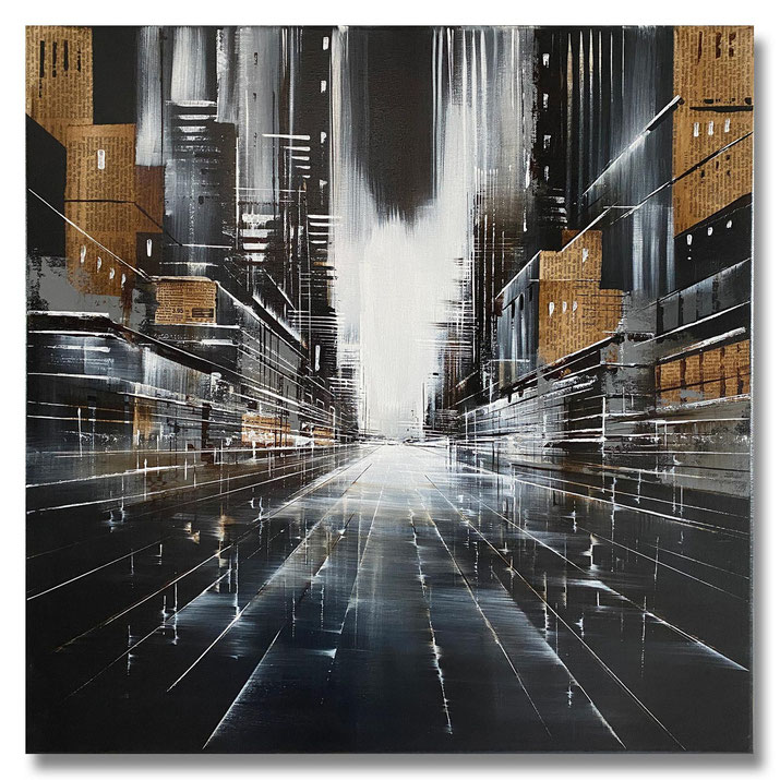 04 „STADTLANDSCHAFT“ – Mischtechnik auf Leinwand auf 2cm Keilrahmen – licht- und farbecht endfixiert – 60x60 - Bildpreis: 720€