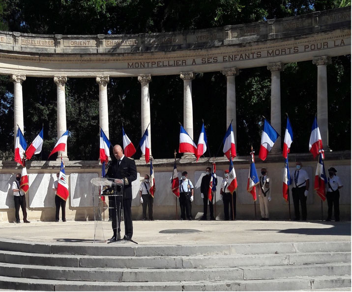 Allocution du préfet Hugues Moutouh, cérémonie de commémoration de la libération de Montpellier le 28 août 2021 anocr34.fr