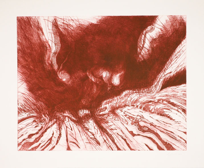 Landschaft in einer Radierung von Katharina Lechner, Atelier tiefdruckArt