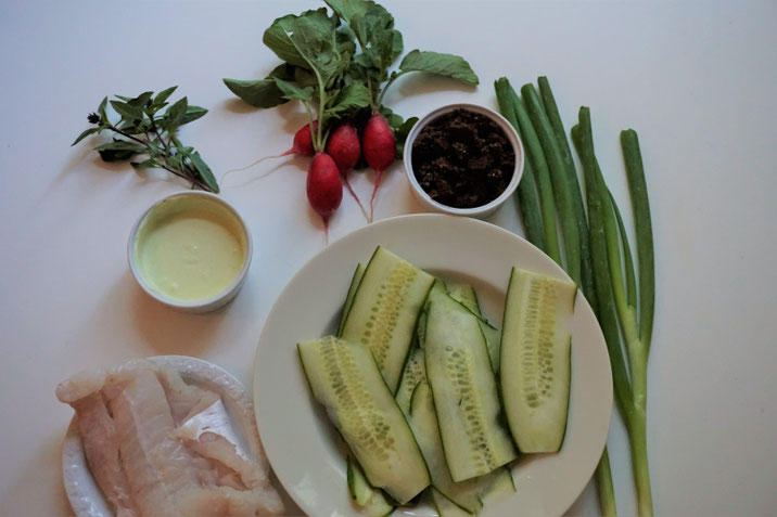 Gurken-Radieschen-Carpaccio mit Kabeljau - meinezeit-blog